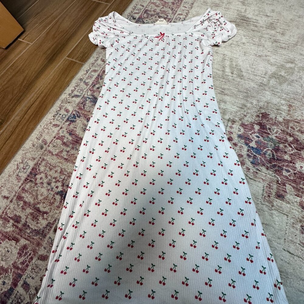 See You Monday Kids Girls Short Sleeve White/Cherries Dress Size Large